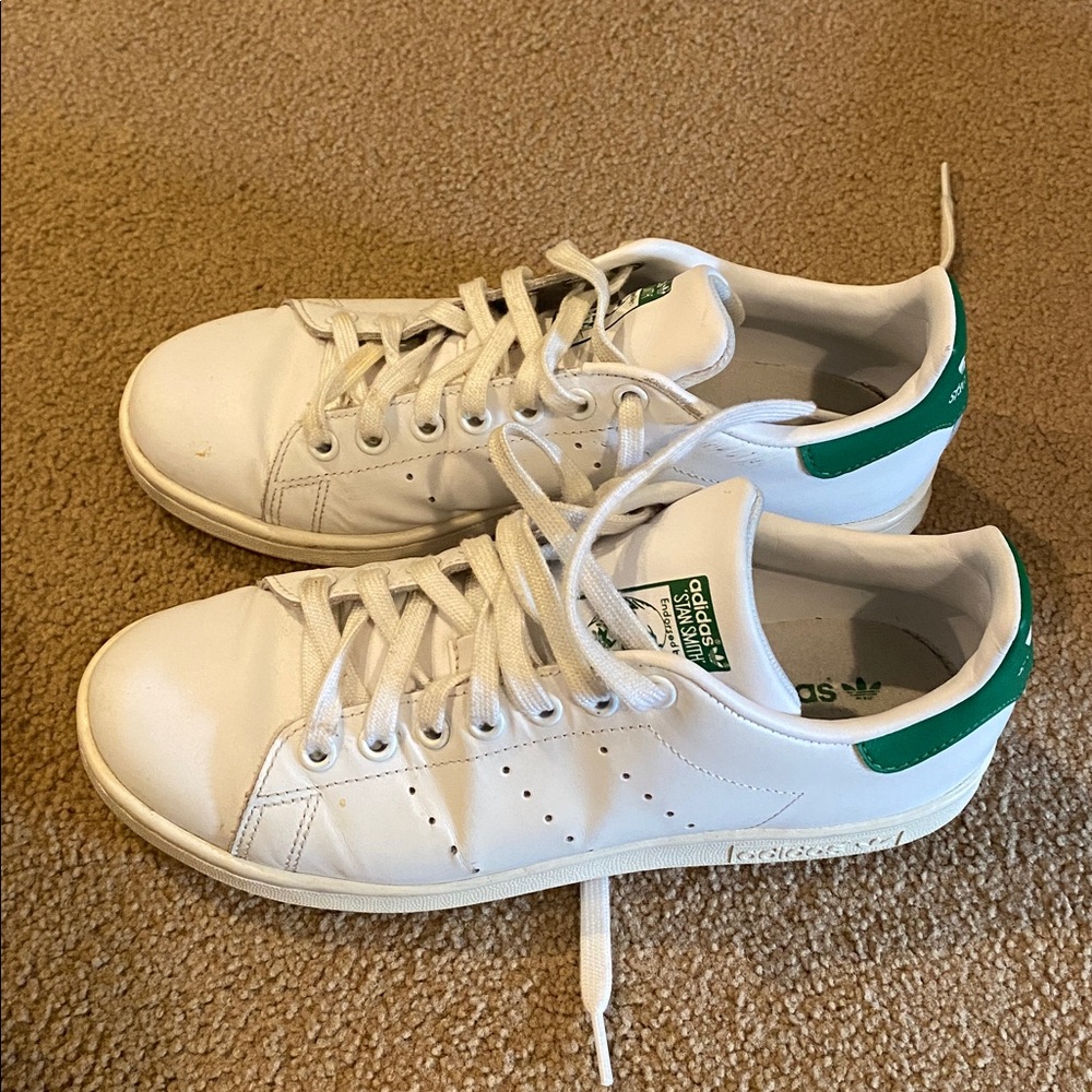 Adidas Stan Smith White and Green Shoes